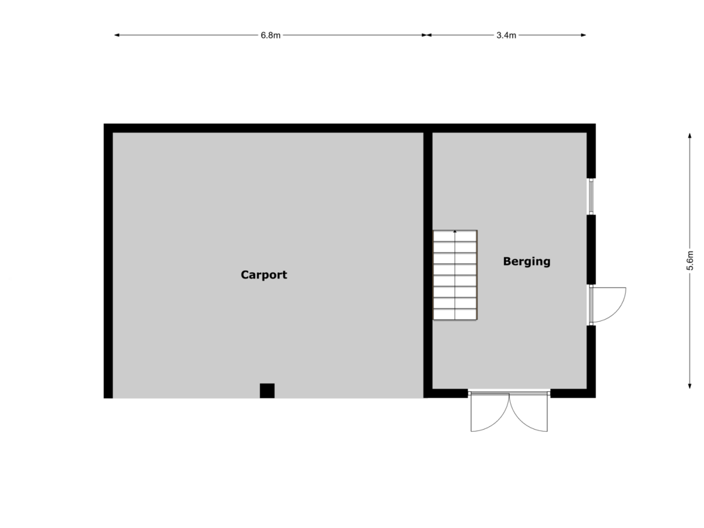 Bekijk plattegrond van Garage-carport van Molenweg 6