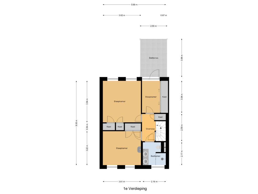 Bekijk plattegrond van 1e Verdieping van Stakman Bossestraat 64