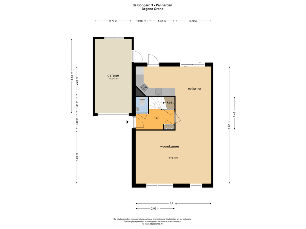 Bekijk plattegrond van BEGANE GROND van de Bongerd 3