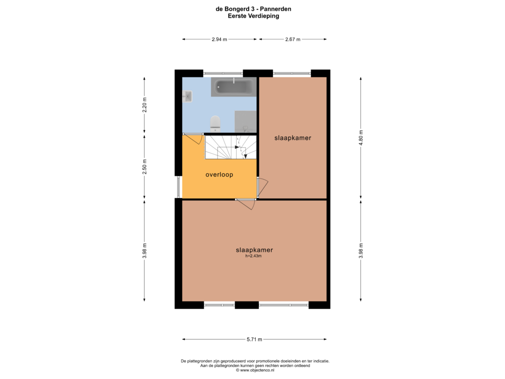 Bekijk plattegrond van EERSTE VERDIEPING van de Bongerd 3