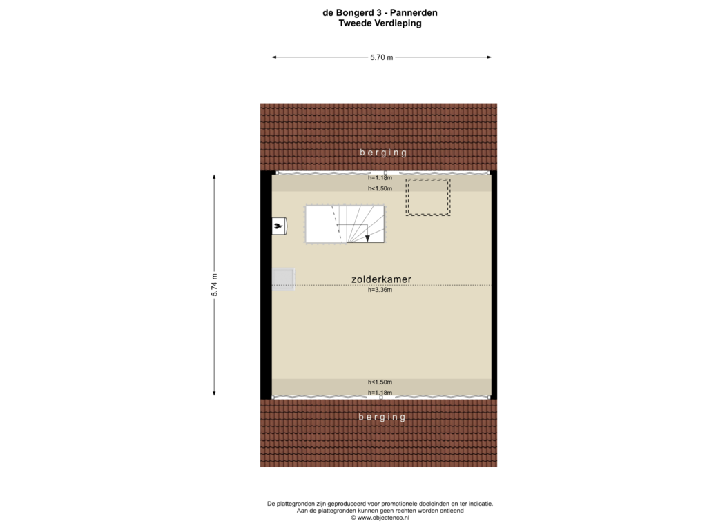 Bekijk plattegrond van TWEEDE VERDIEPING van de Bongerd 3