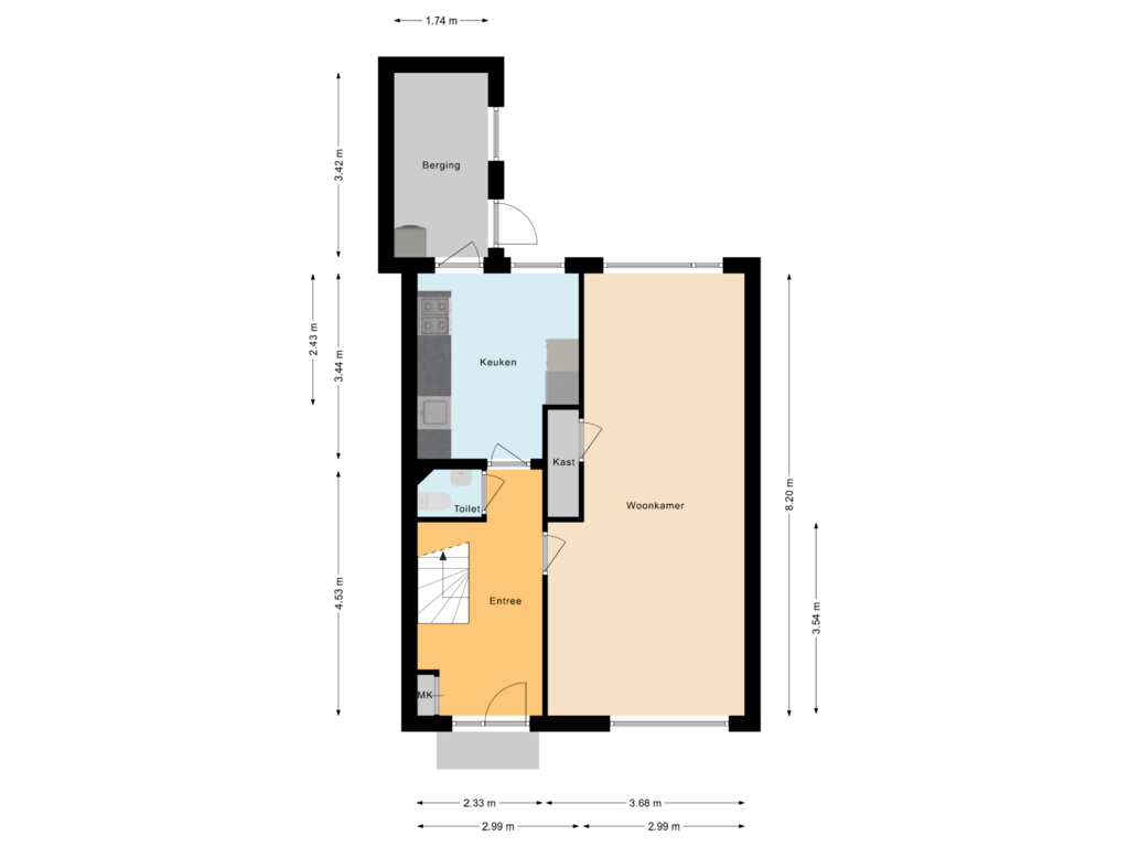 View floorplan of Begane grond of 't Zuden 11