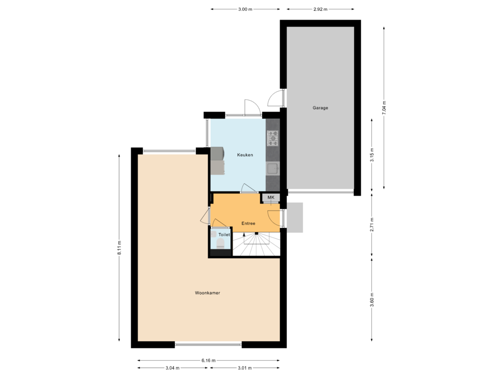 View floorplan of Begane grond of 't Zuden 45