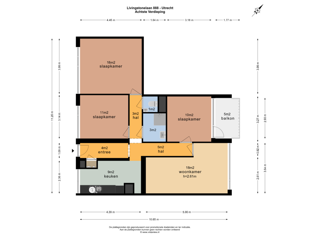 Bekijk plattegrond van ACHTSTE VERDIEPING van Livingstonelaan 888