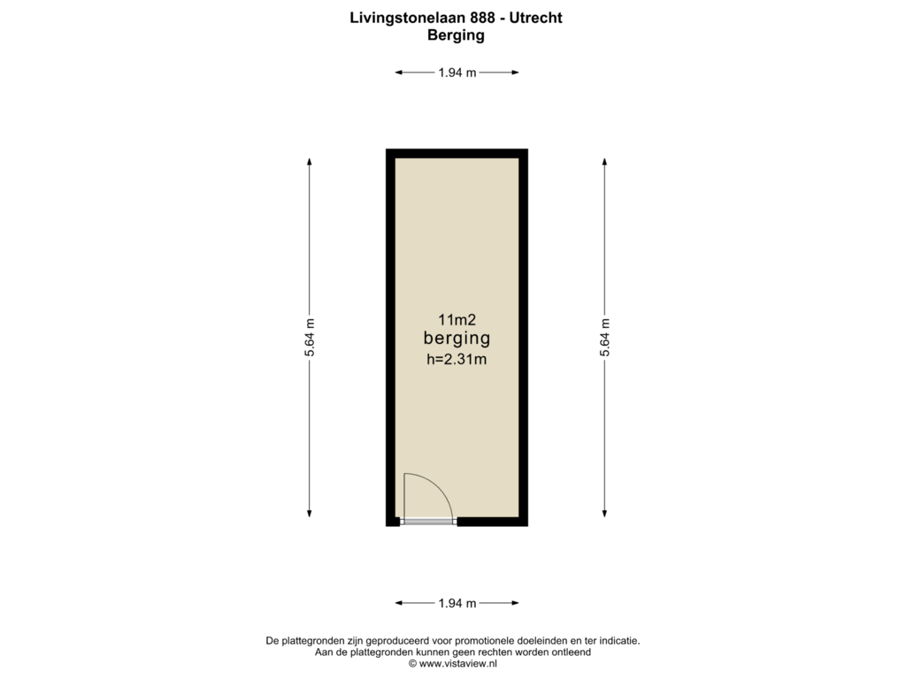 Bekijk plattegrond van BERGING van Livingstonelaan 888