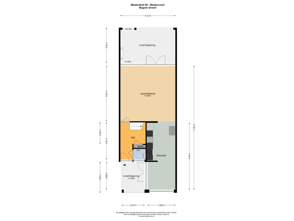 Bekijk plattegrond van BEGANE GROND van Mosterdhof 66