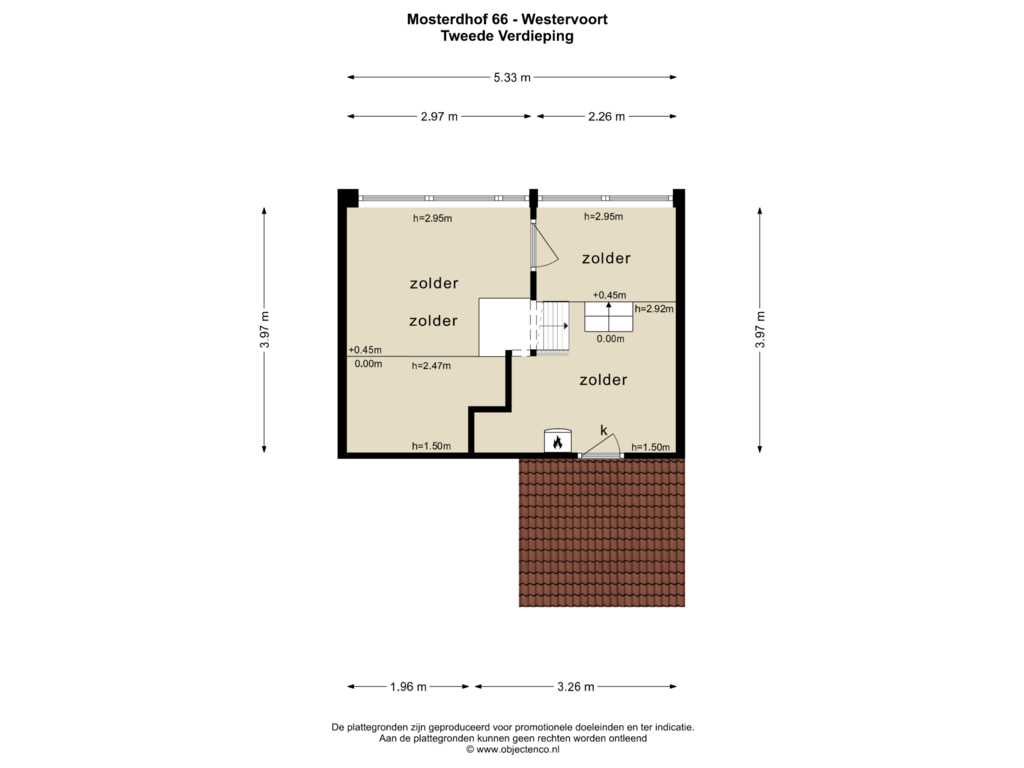 Bekijk plattegrond van TWEEDE VERDIEPING van Mosterdhof 66