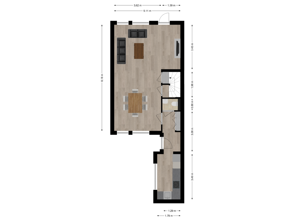 View floorplan of Begane grond of Mantingestraat 13