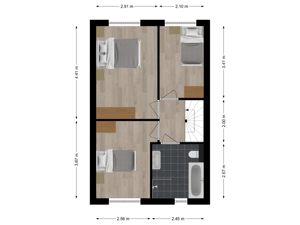 View floorplan of Eerste verdieping of Mantingestraat 13