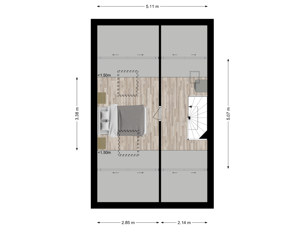 View floorplan of Tweede verdieping of Mantingestraat 13