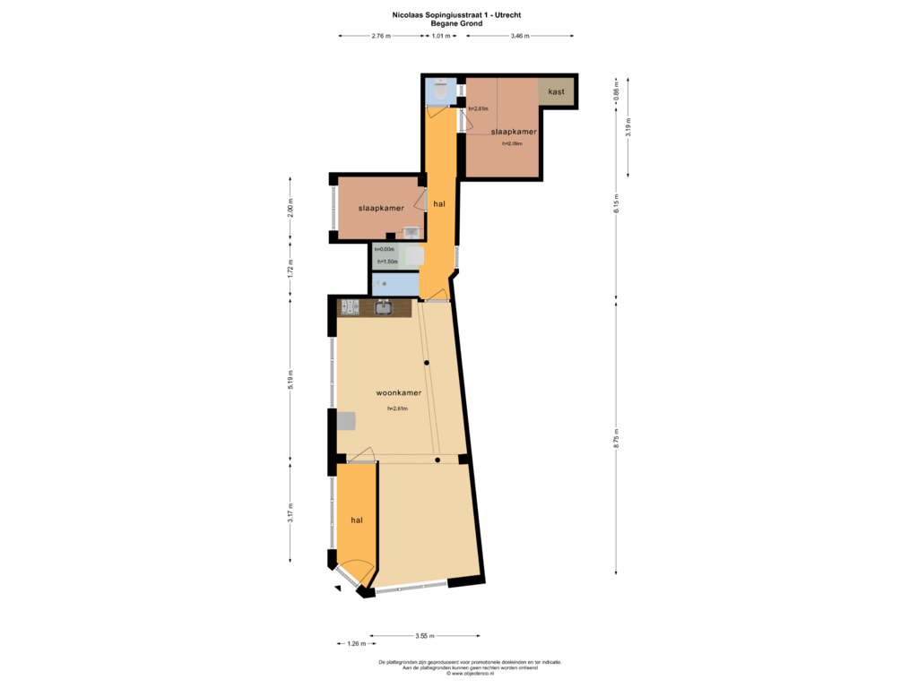 Bekijk plattegrond van Begane Grond 1 van Nicolaas Sopingiusstraat 1