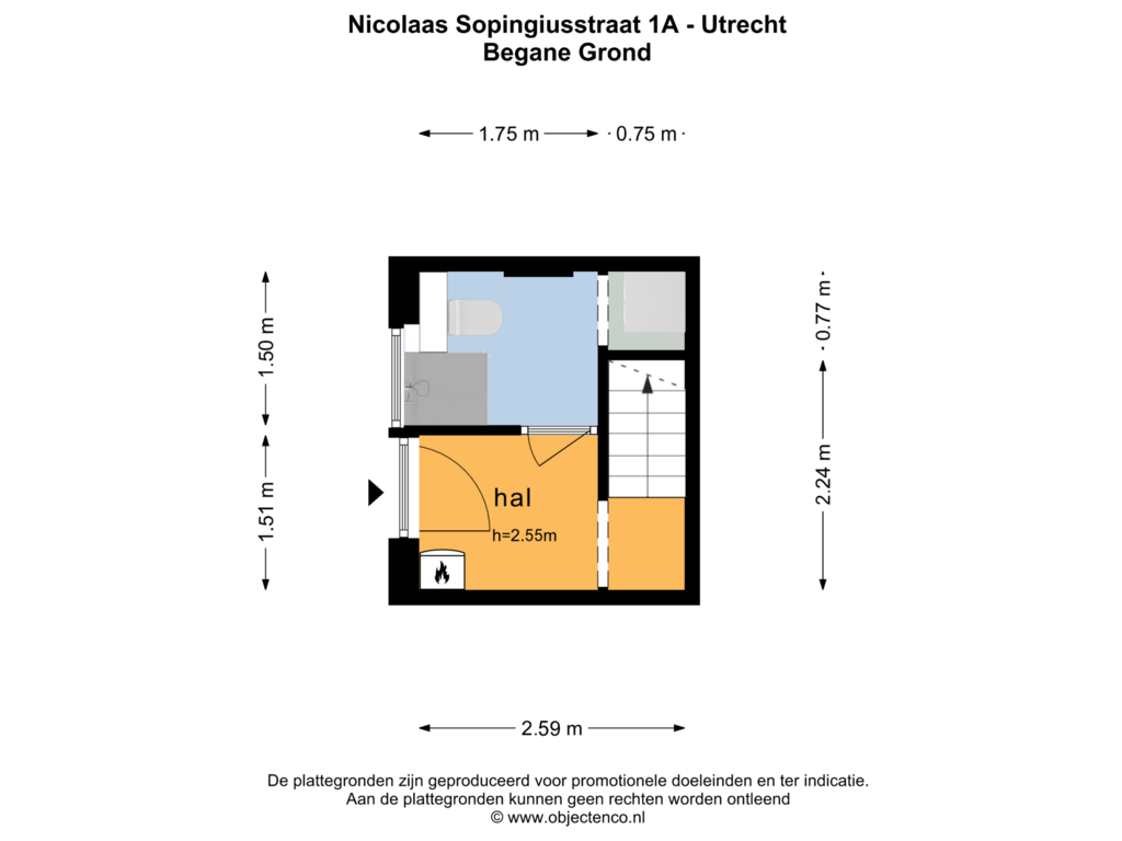 Bekijk plattegrond van Begane Grond 1A van Nicolaas Sopingiusstraat 1