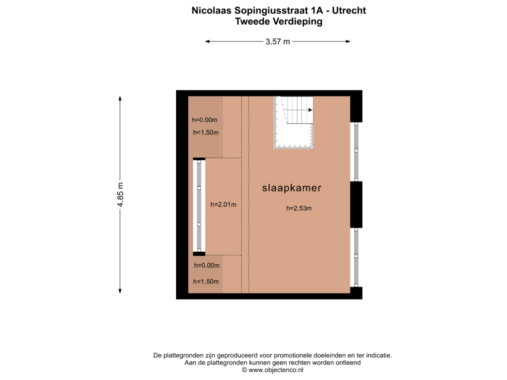 Bekijk plattegrond van Tweede Verdieping 1A van Nicolaas Sopingiusstraat 1