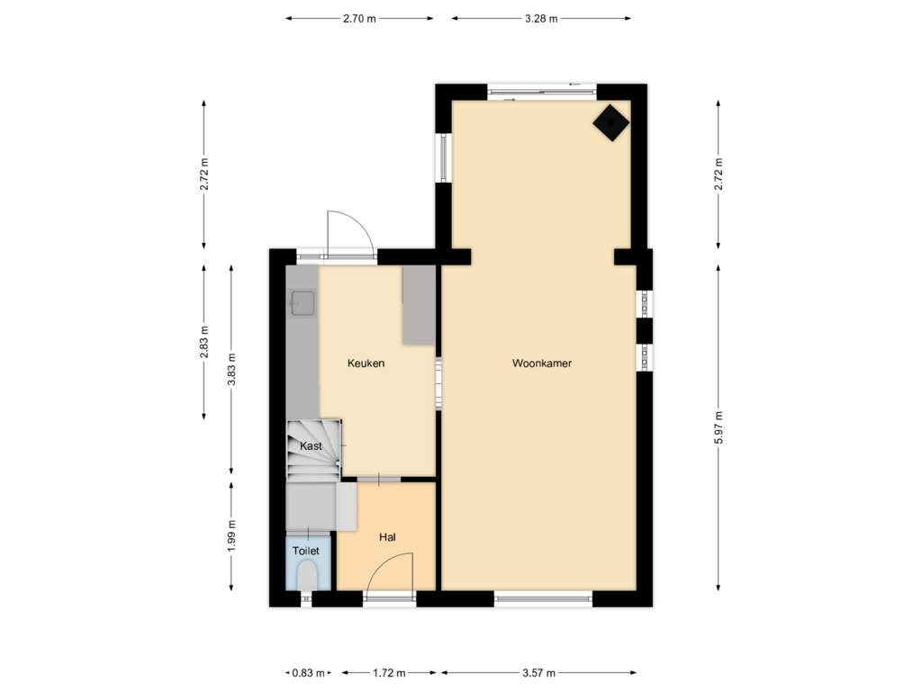 View floorplan of Begane grond of Kruisstraat 64