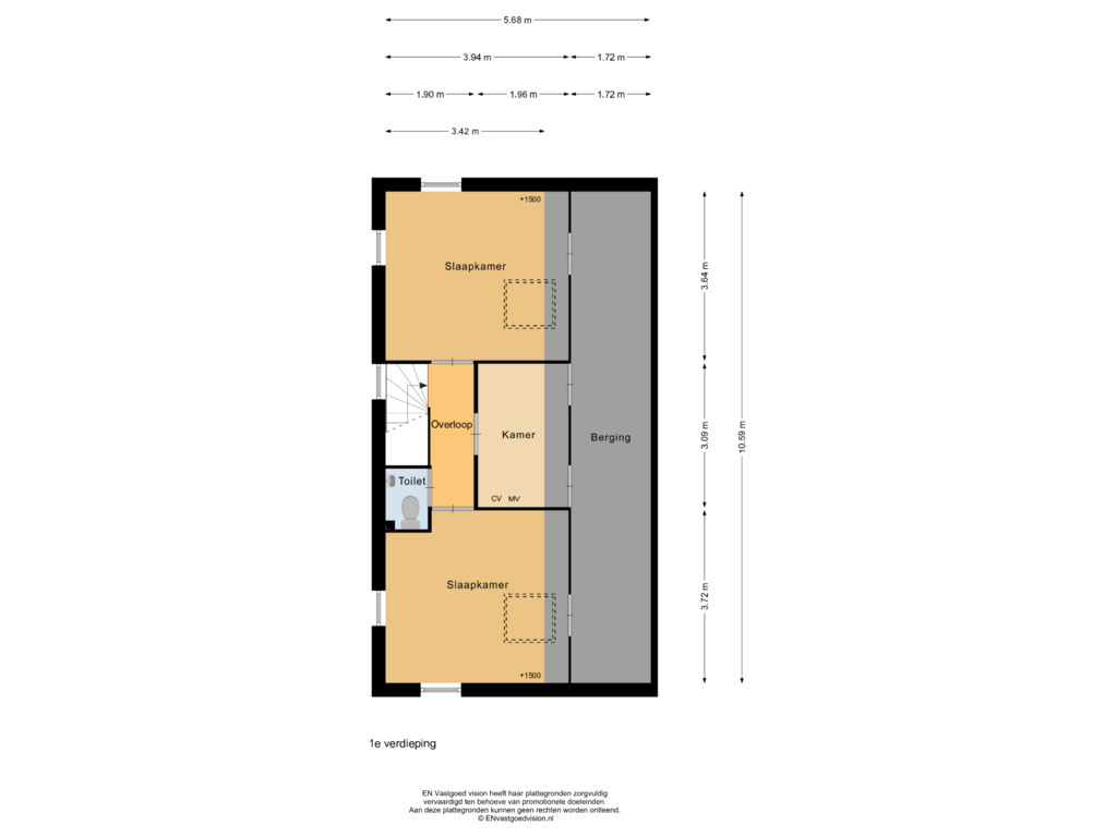 Bekijk plattegrond van 1e verdieping van Grutto 13