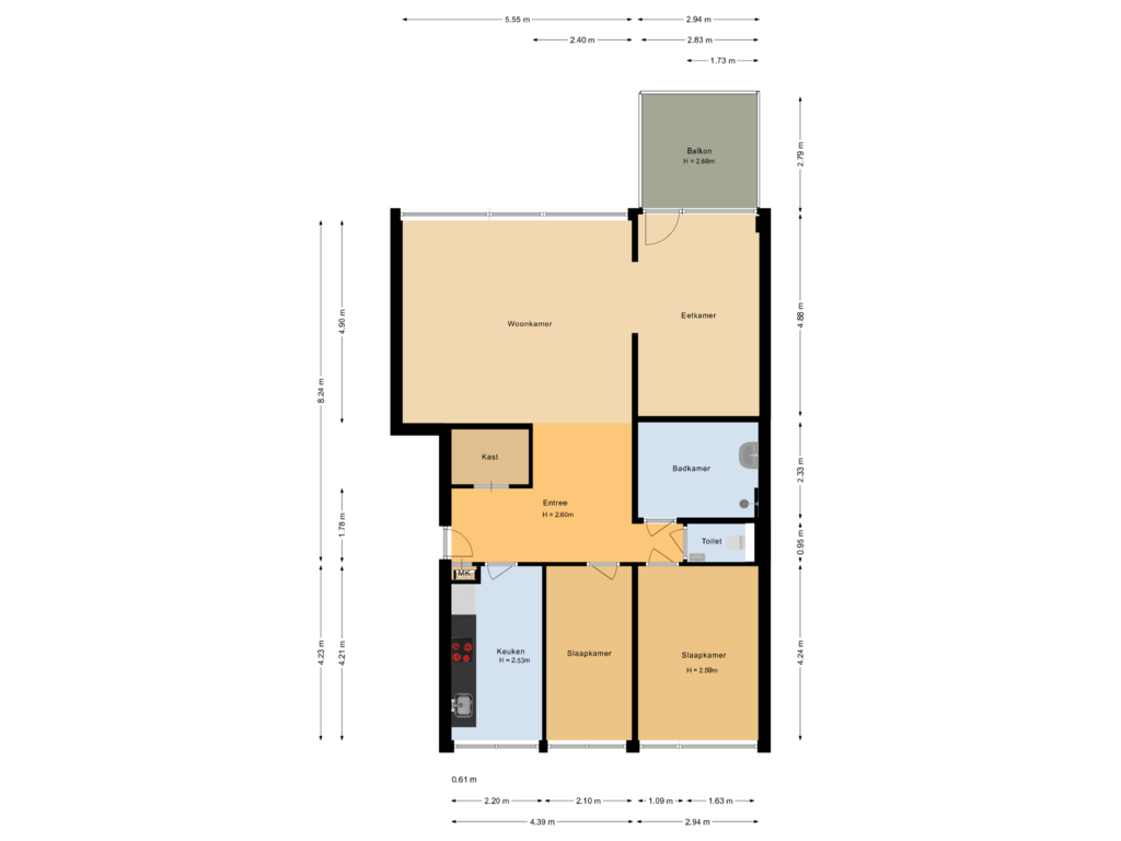 Bekijk plattegrond van Appartement van Veenbesstraat 320