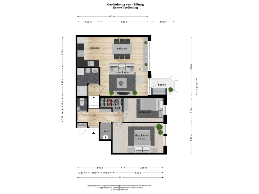 Bekijk plattegrond van EERSTE VERDIEPING van Gasthuisring 1-10