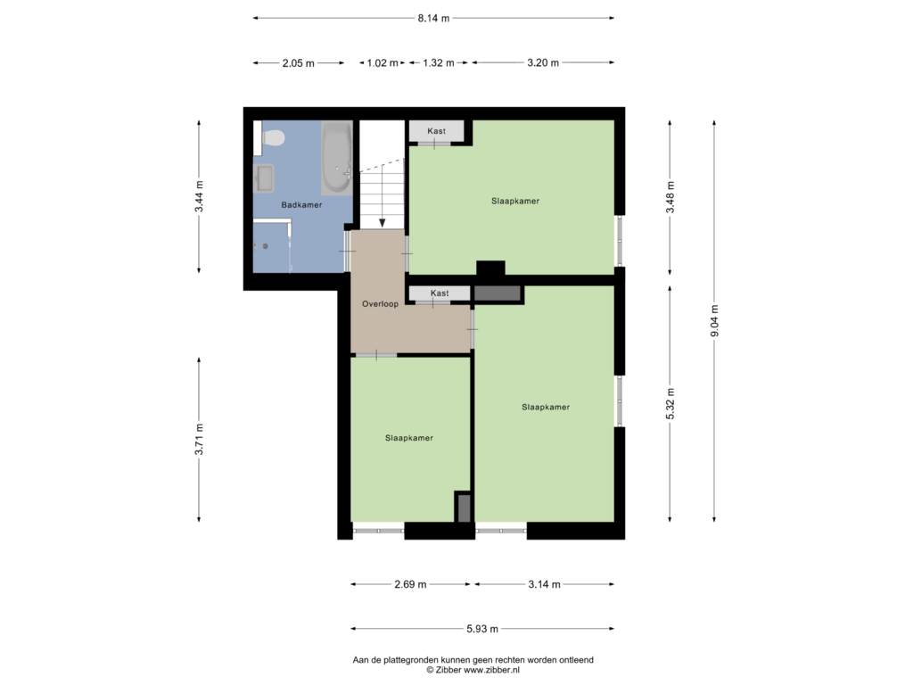 Bekijk plattegrond van Eerste Verdieping van Woordsestraat 3