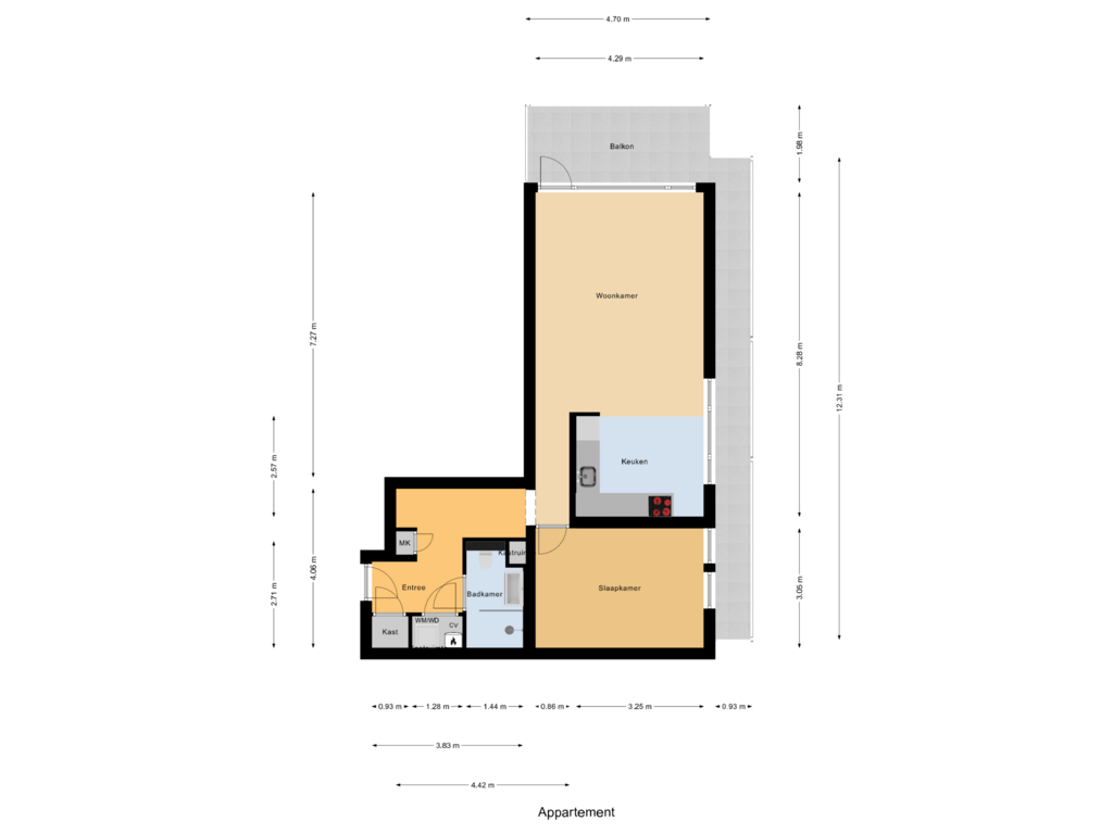 Bekijk plattegrond van Appartement van de la Reijstraat 608