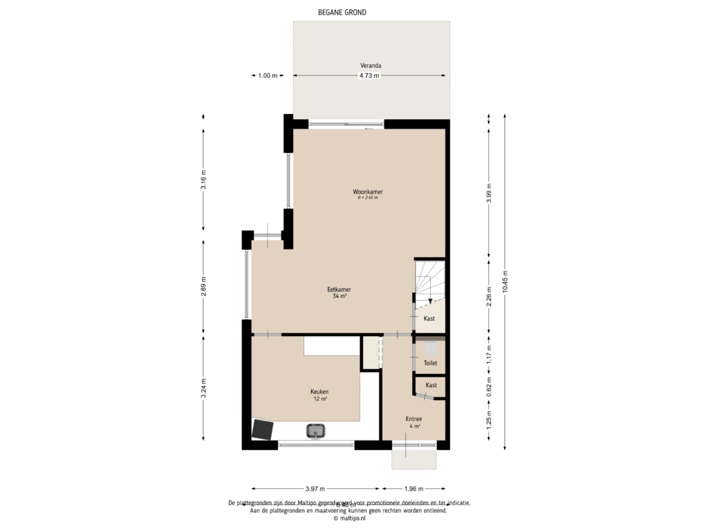 View floorplan of Begane grond of Copierlaan 130