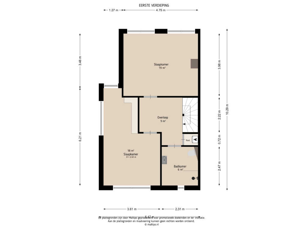 View floorplan of Eerste verdieping of Copierlaan 130