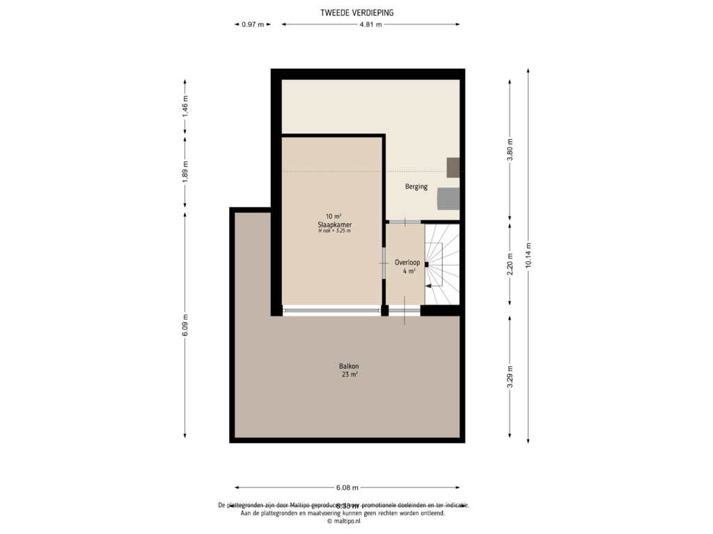 View floorplan of Tweede verdieping of Copierlaan 130