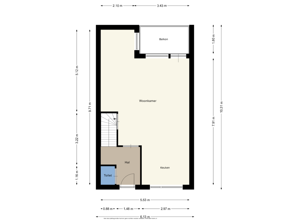 View floorplan of 1e Woonlaag of Molenstraat 1-D