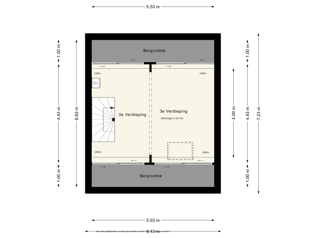 View floorplan of 3e Woonlaag of Molenstraat 1-D