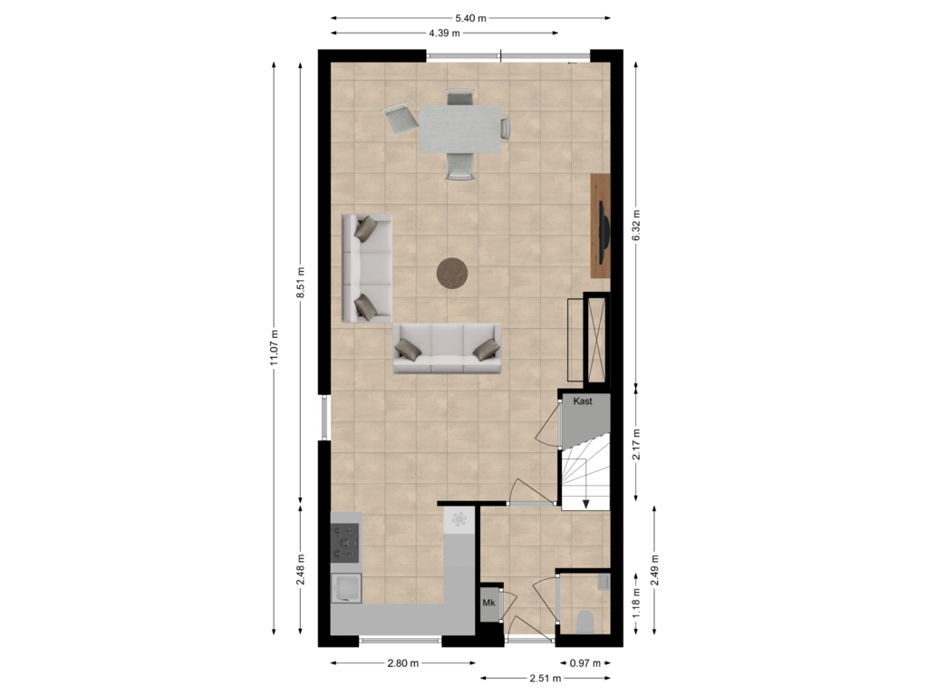 Bekijk plattegrond van Begane grond van Zeemanstraat 11