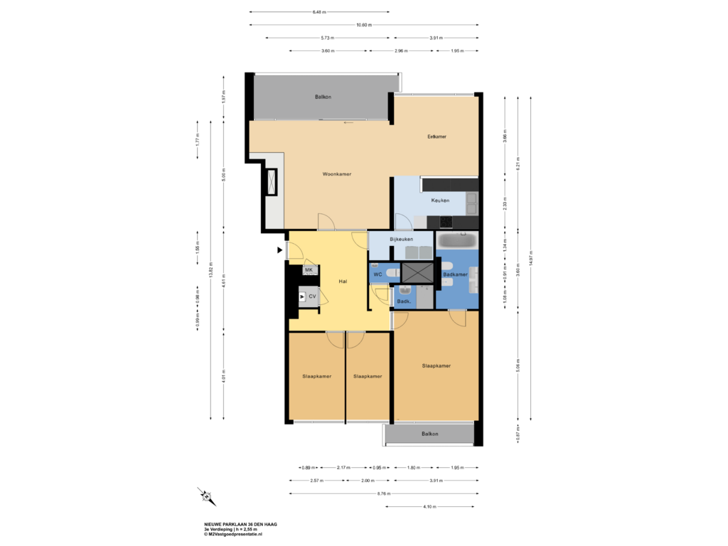 Bekijk plattegrond van 3e Verdieping van Nieuwe Parklaan 36