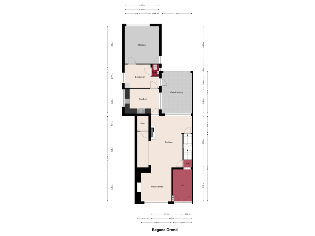 Bekijk plattegrond van Begane Grond van Dorpstraat 100