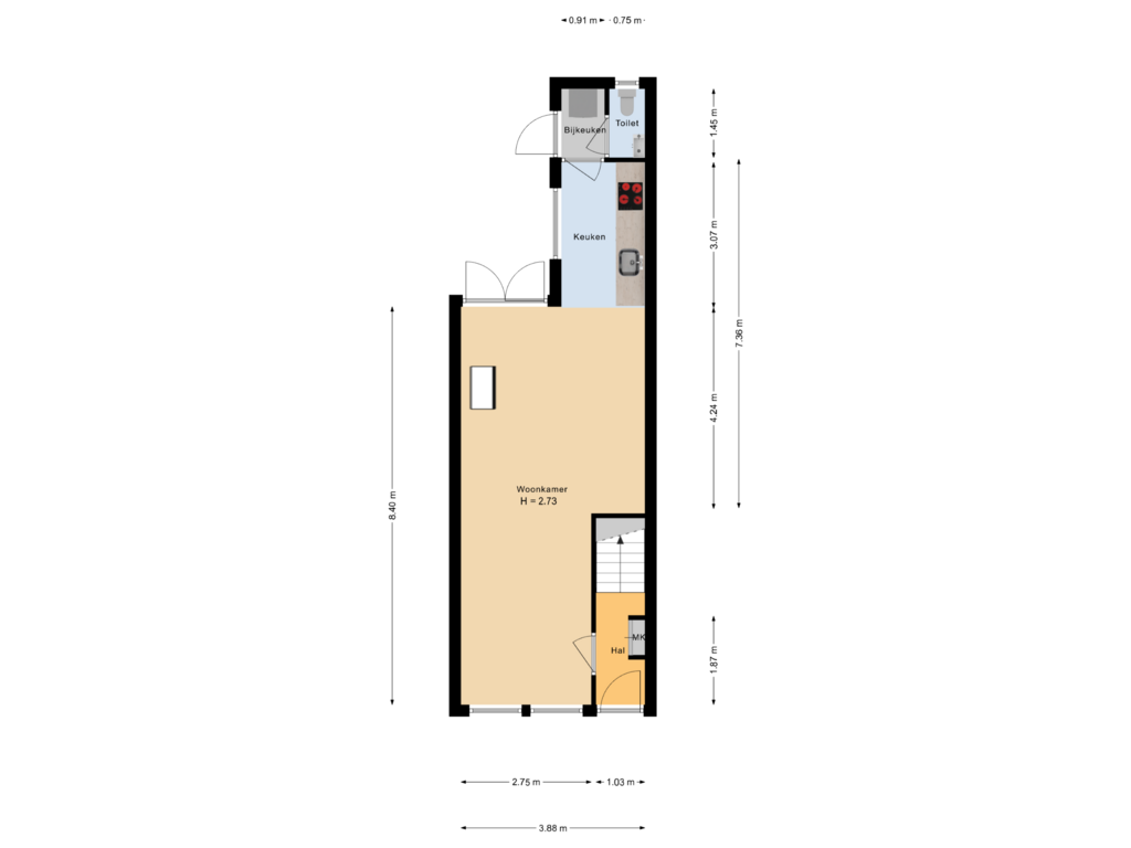 Bekijk plattegrond van begane grond van Ridder van Catsweg 214