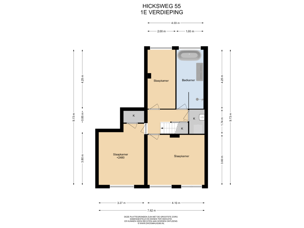 View floorplan of 1E Verdieping of Hicksweg 55