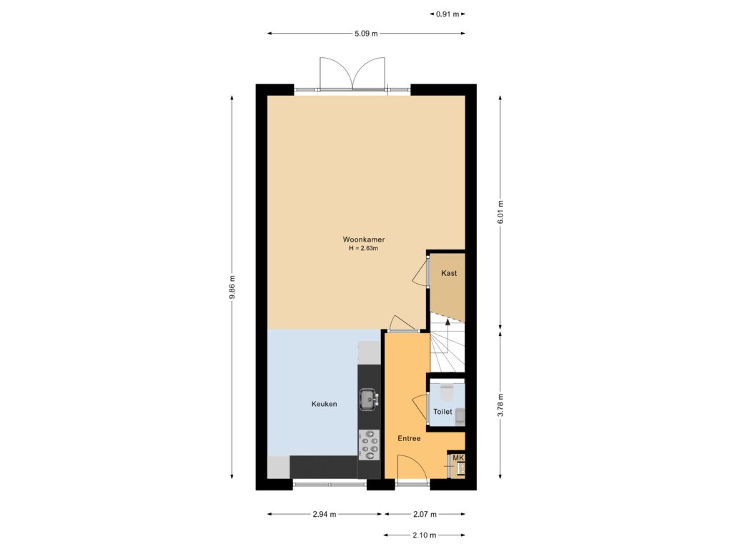 View floorplan of Begane grond of De Haverkamp 94