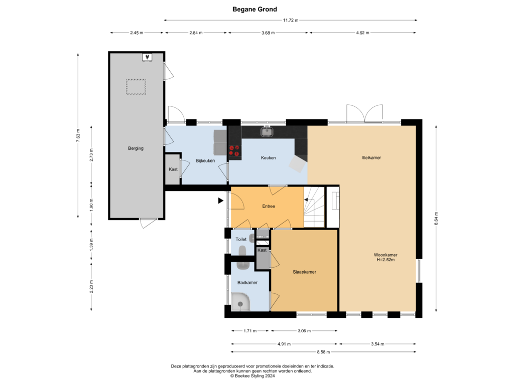 Bekijk plattegrond van Begane Grond van Buitenhof 44