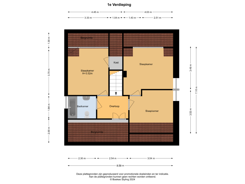 Bekijk plattegrond van 1e Verdieping van Buitenhof 44