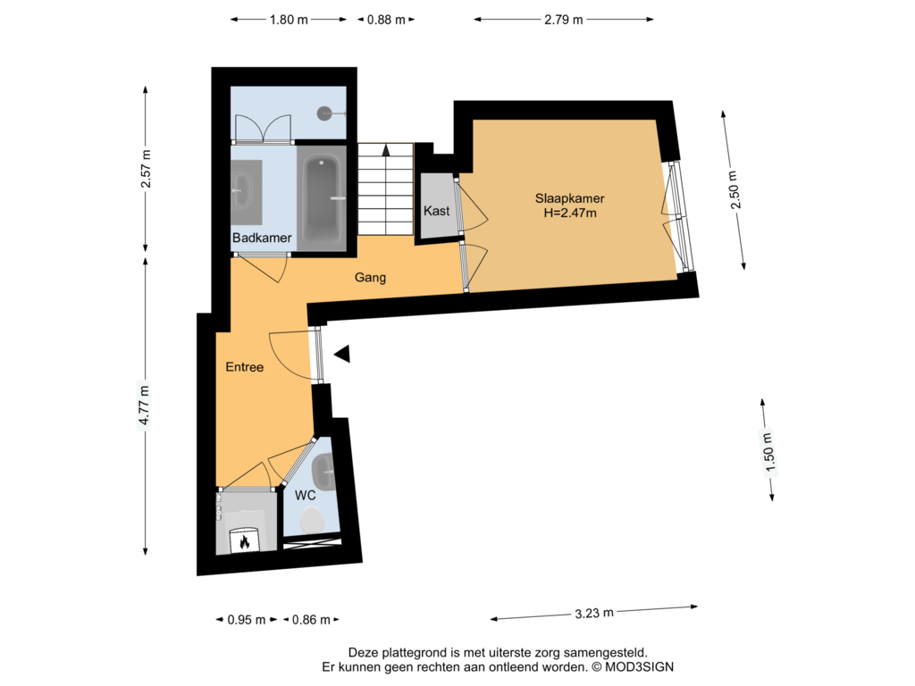 Bekijk plattegrond van 1e Verdieping van Sontstraat 2-C