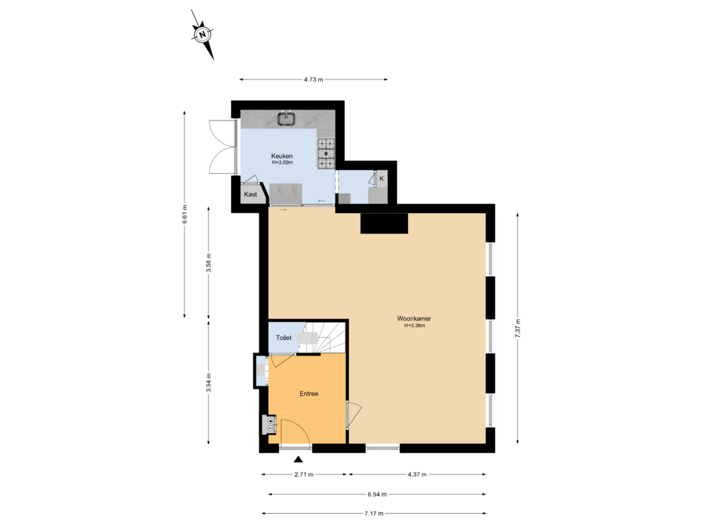 Bekijk plattegrond van Begane Grond van Ursulastraat 2