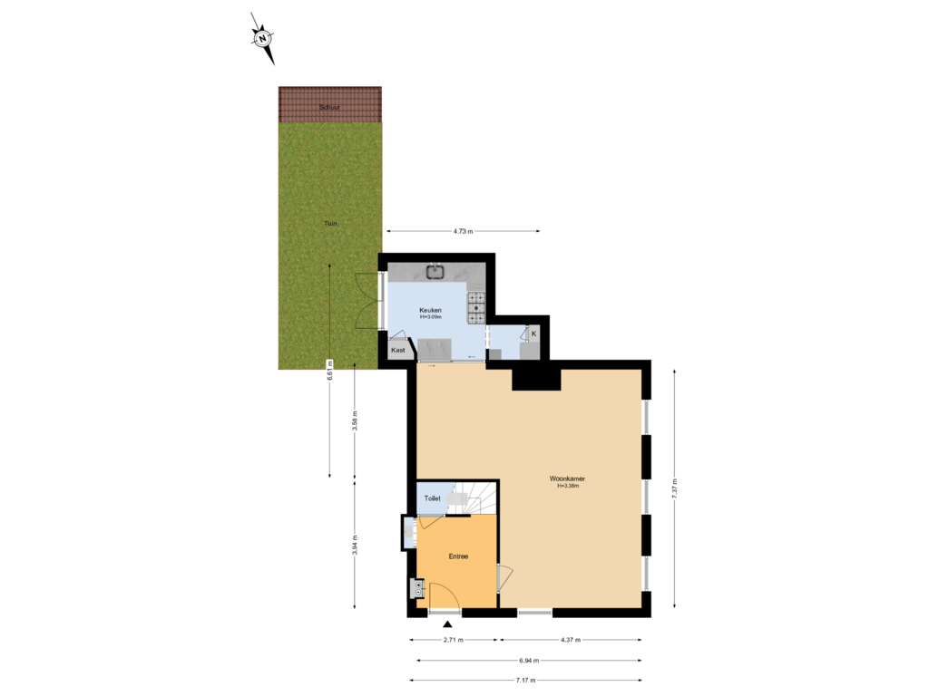 Bekijk plattegrond van Begane Grond + Tuin van Ursulastraat 2