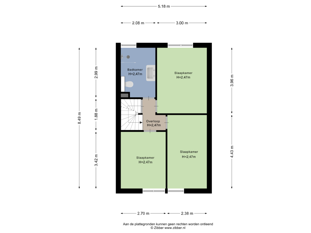 Bekijk plattegrond van Eerste Verdieping van Erroll Garnerstraat 45