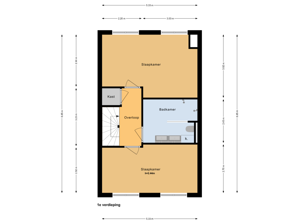 Bekijk plattegrond van 1e verdieping van Leen Spierenburgstraat 9