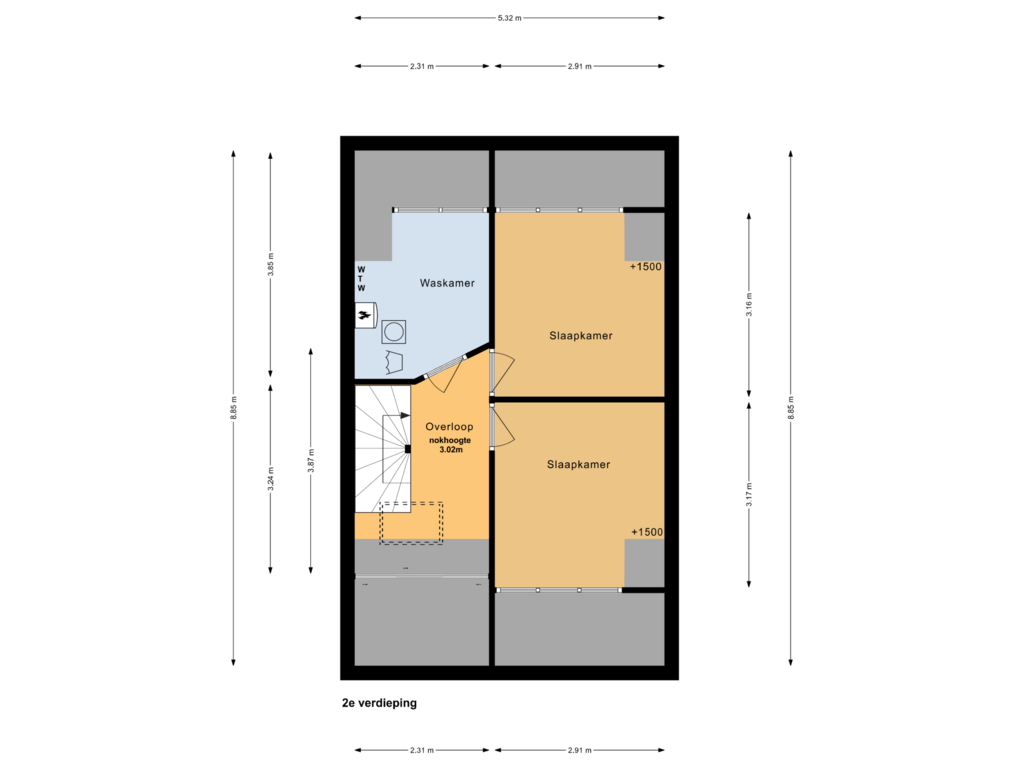 Bekijk plattegrond van 2e verdieping van Leen Spierenburgstraat 9