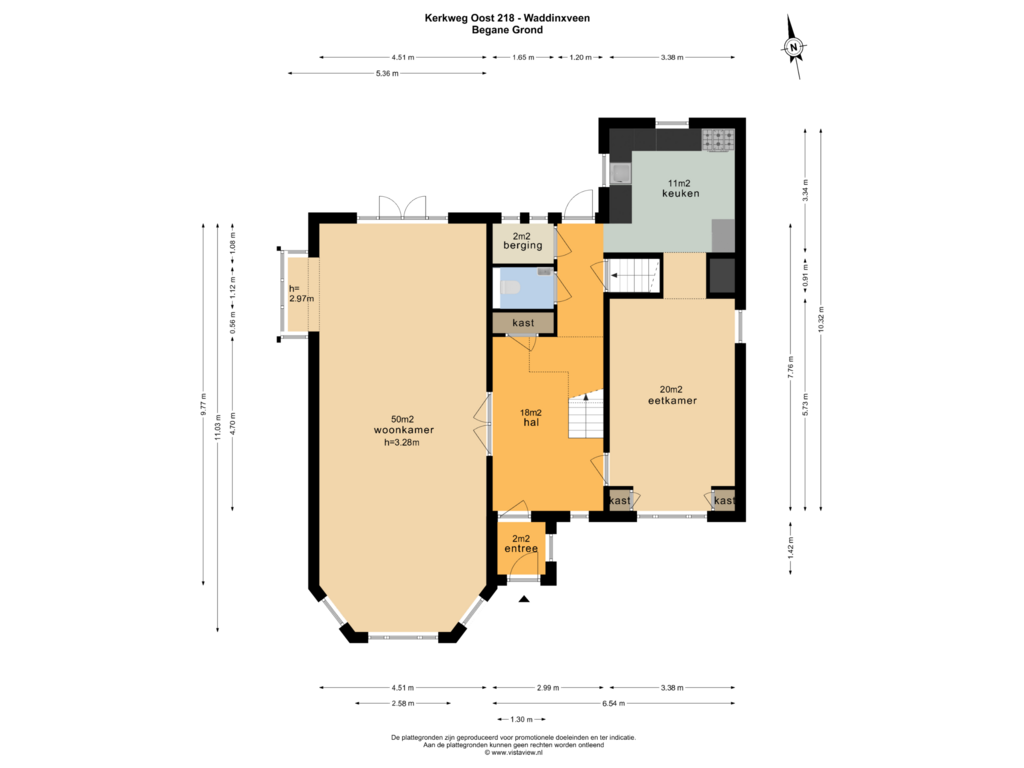 Bekijk plattegrond van BEGANE GROND van Kerkweg-Oost 218