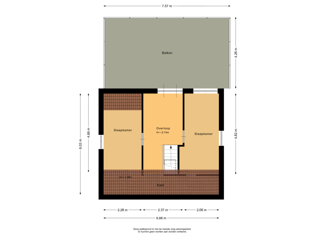 Bekijk plattegrond van Eerste verdieping van Pieterstraat 2