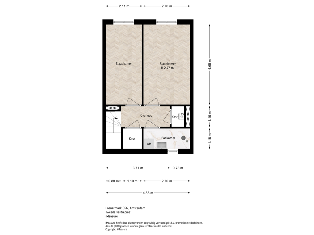 View floorplan of 2e verdieping of Loenermark 856