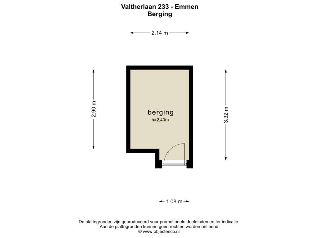 Bekijk plattegrond van BERGING van Valtherlaan 233