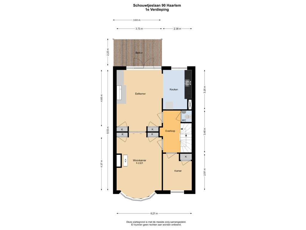 Bekijk plattegrond van 1e Verdieping van Schouwtjeslaan 90