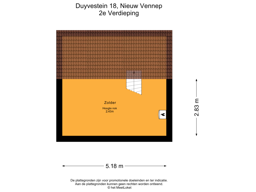 Bekijk plattegrond van 2e Verdieping van Duyvestein 18