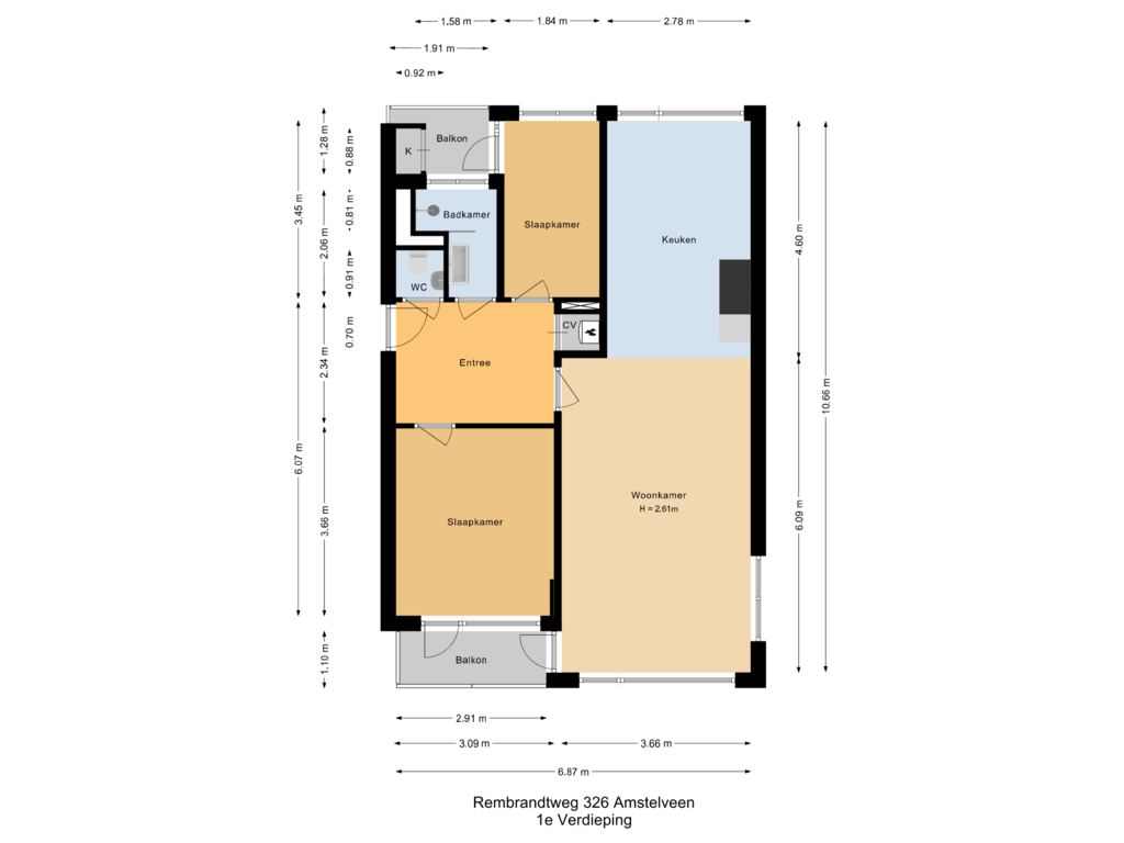 Bekijk plattegrond van 1e Verdieping van Rembrandtweg 326