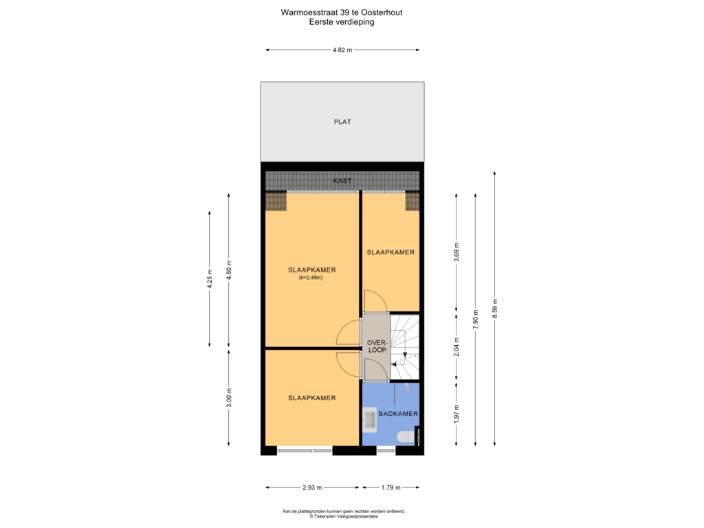 View floorplan of Eerste verdieping of Warmoesstraat 39